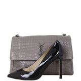 Saint Laurent West Hollywood Croc-Embossed Medium