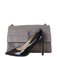 Saint Laurent West Hollywood Croc-Embossed Medium