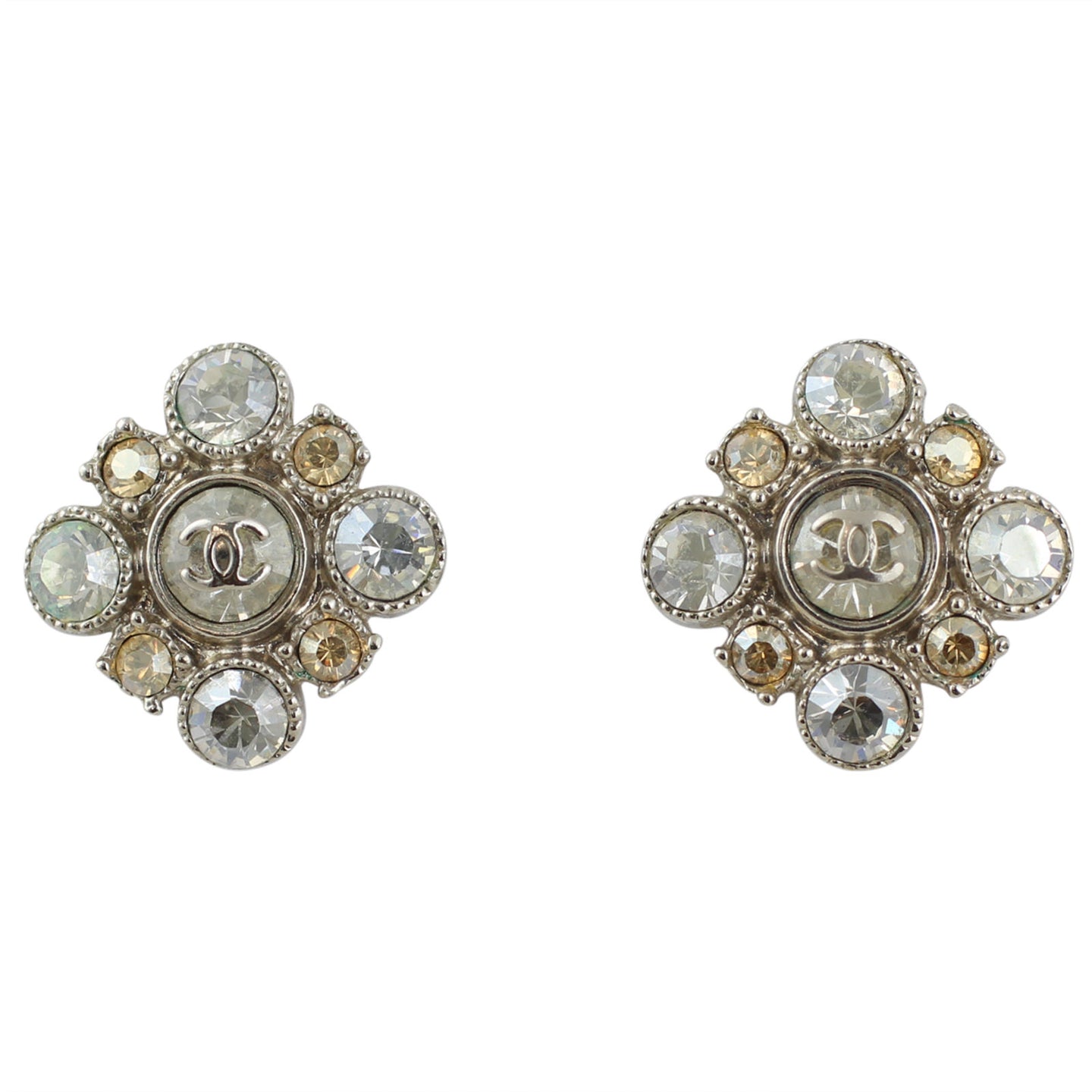 Chanel Swarovski Cluster Diamante Earrings Front