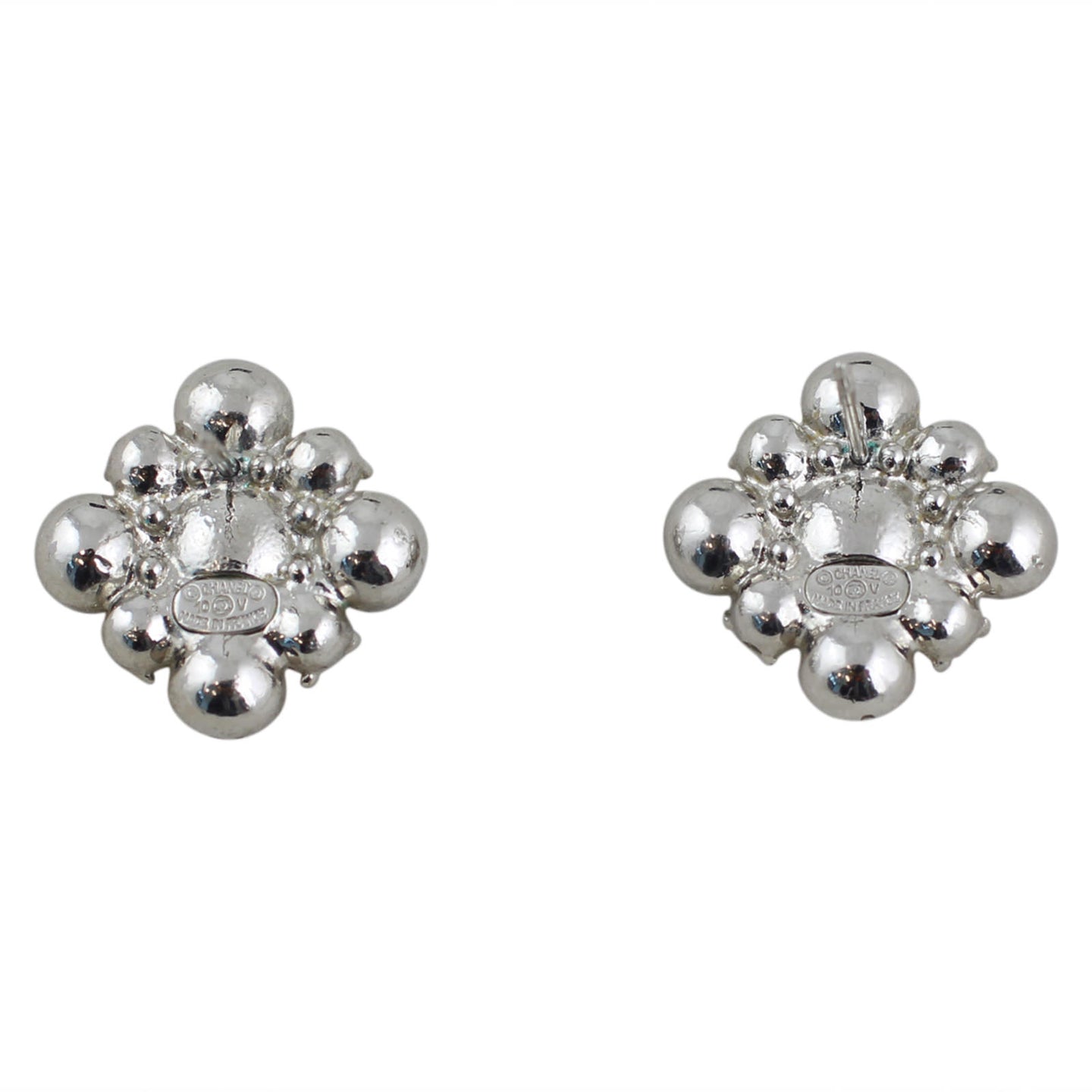 Chanel Swarovski Cluster Diamante Earrings Back