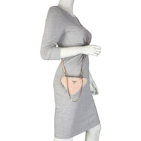 Prada Triangle Saffiano Shearling Mini Bag