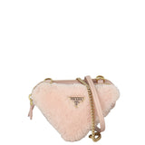Prada Triangle Saffiano Shearling Mini Bag