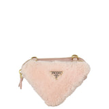 Prada Triangle Saffiano Shearling Mini Bag