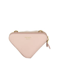 Prada Triangle Saffiano Shearling Mini Bag