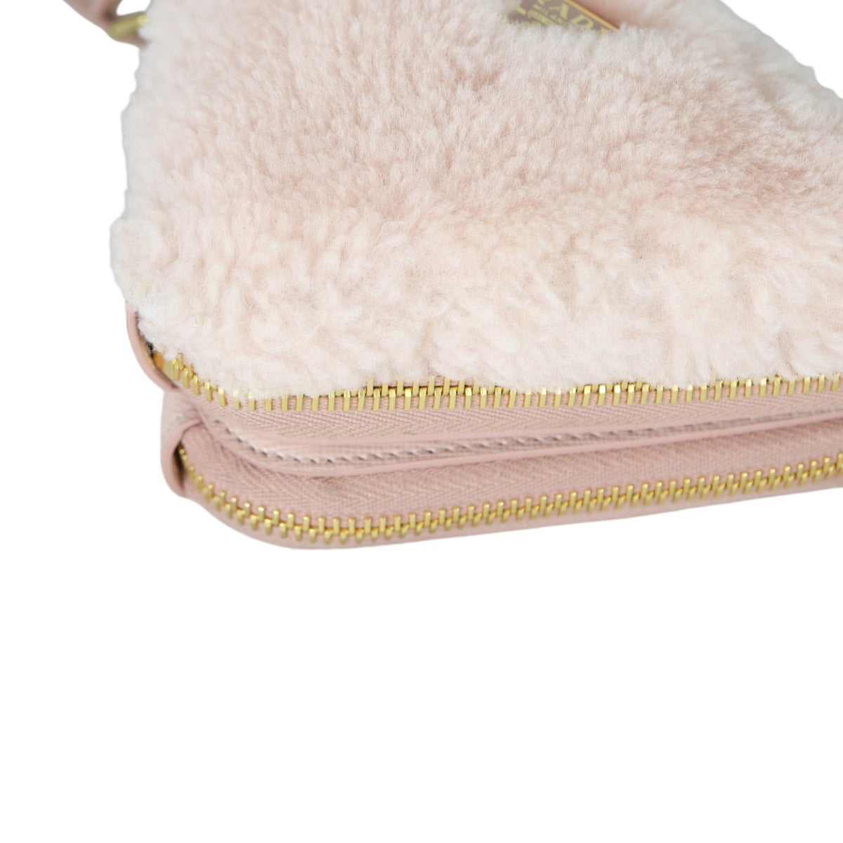 Prada Triangle Saffiano Shearling Mini Bag