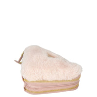 Prada Triangle Saffiano Shearling Mini Bag