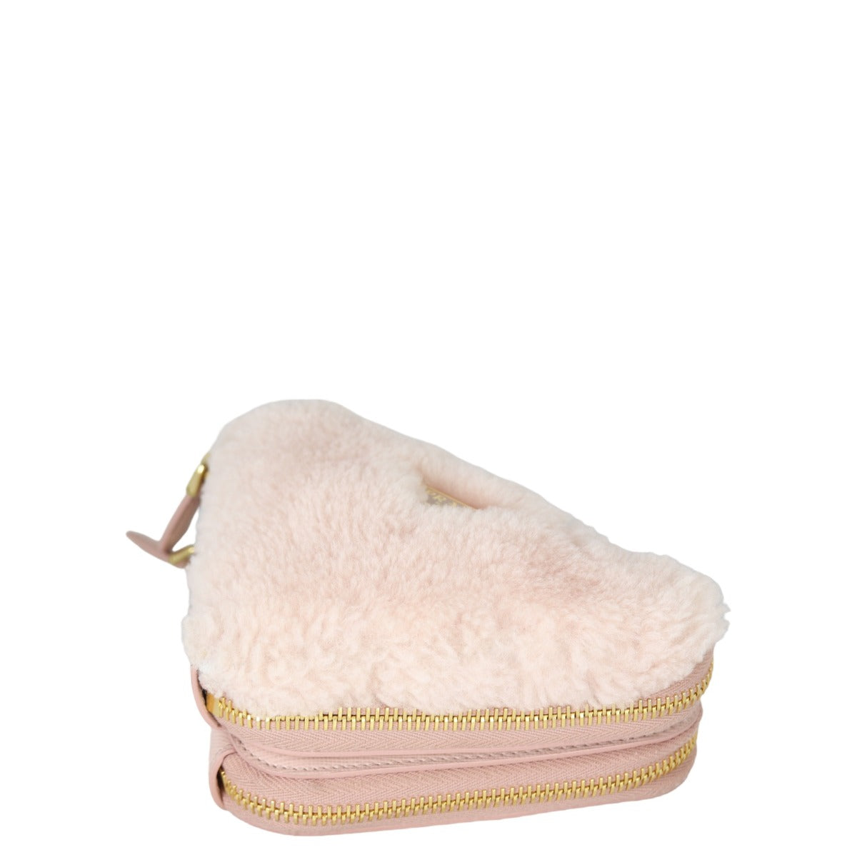 Prada Triangle Saffiano Shearling Mini Bag