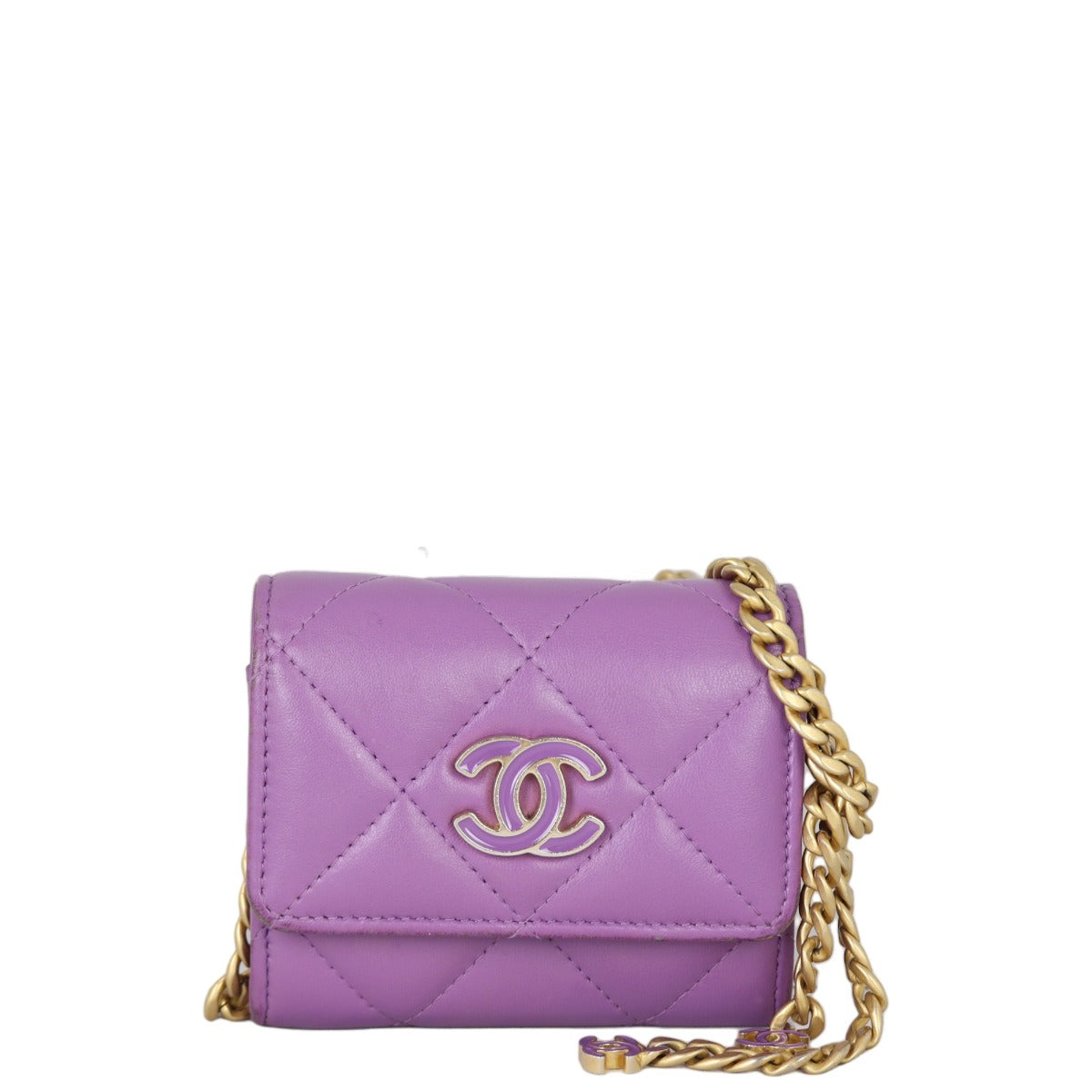 Chanel CC Card Holder on Chain | Purple