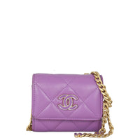 Chanel CC Card Holder on Chain | Purple