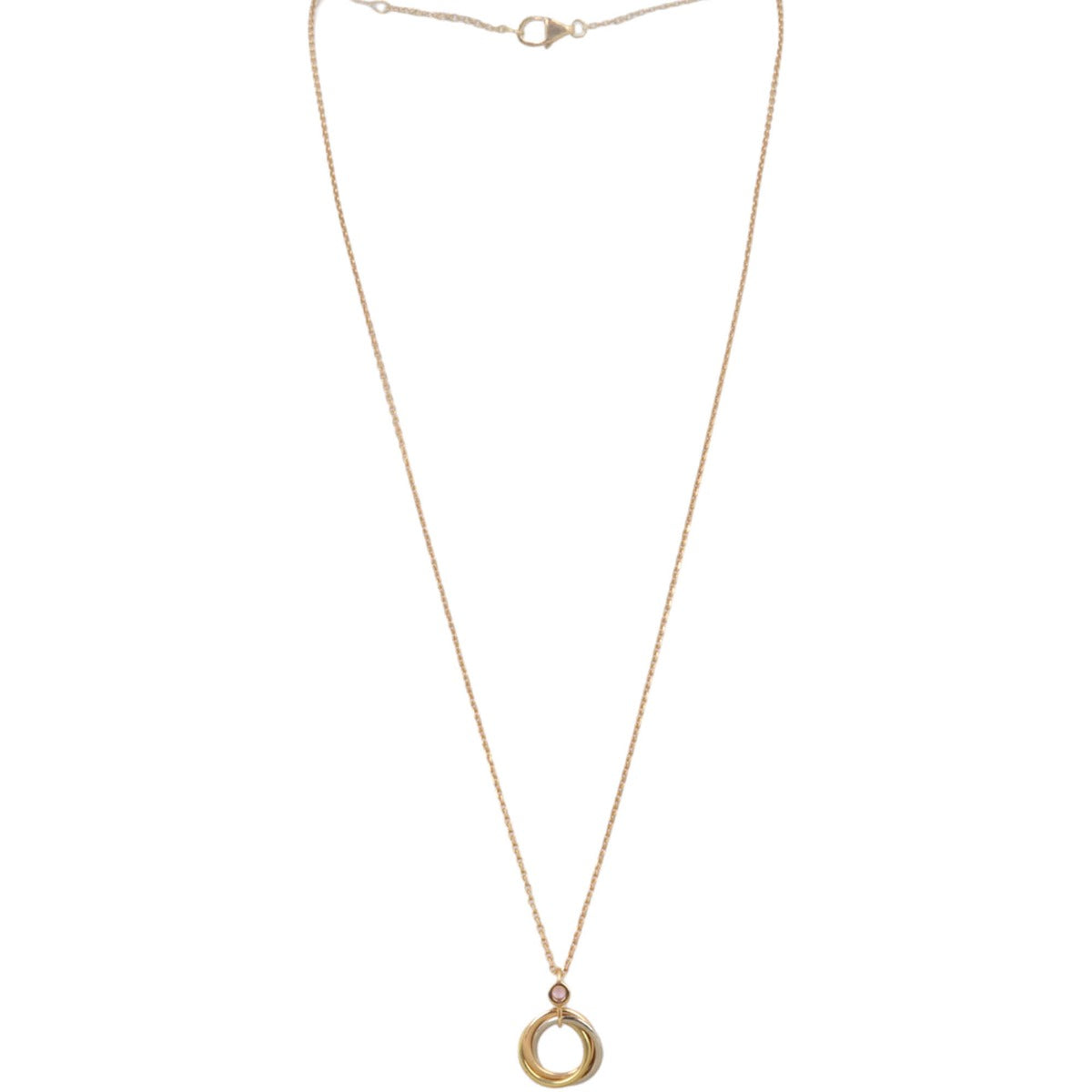 Cartier Trinity Yellow, White & Rose Gold Pink Sapphire Necklace