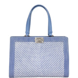 Chanel Boy Shopping Tote Chevron Denim