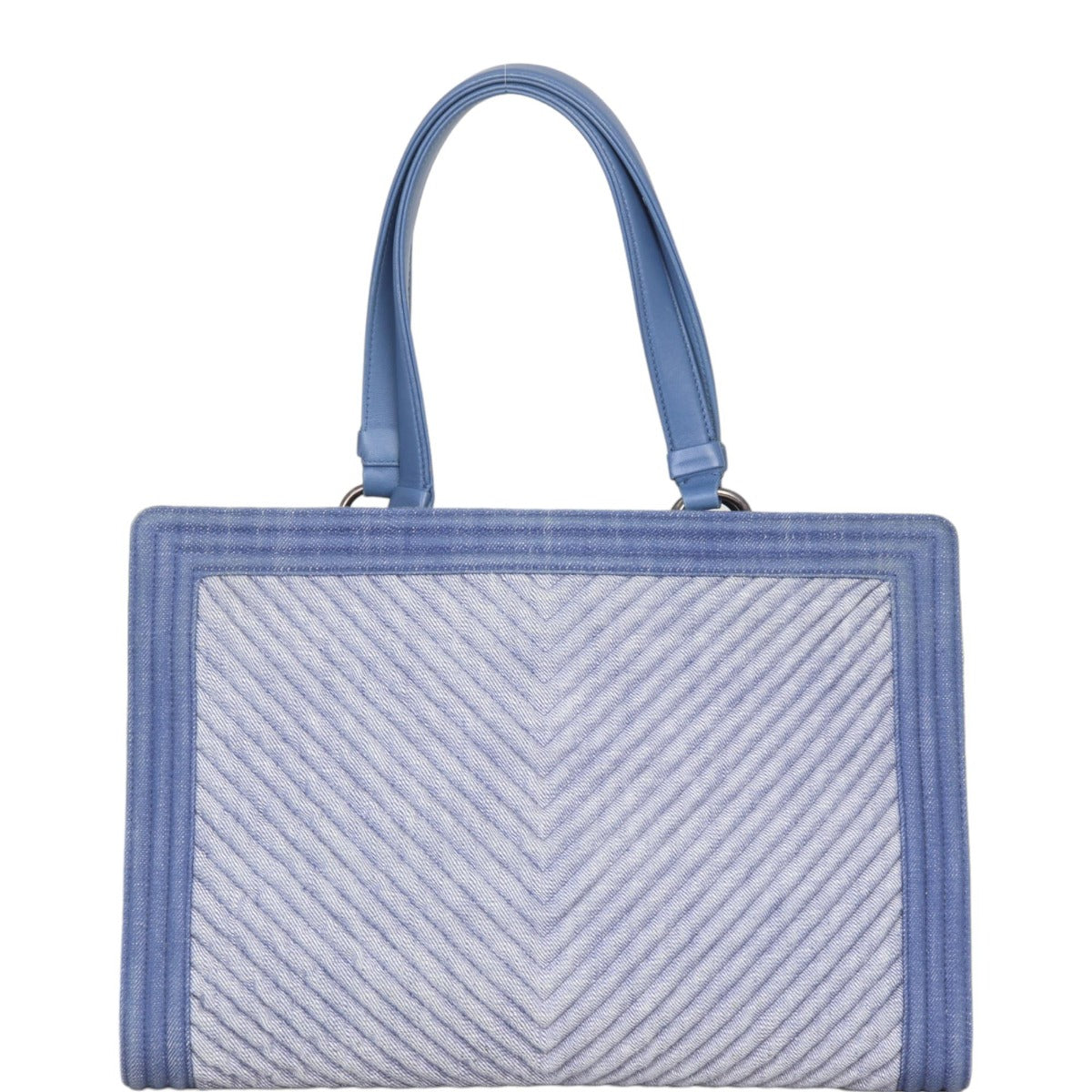 Chanel Boy Shopping Tote Chevron Denim