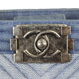 Chanel Boy Shopping Tote Chevron Denim