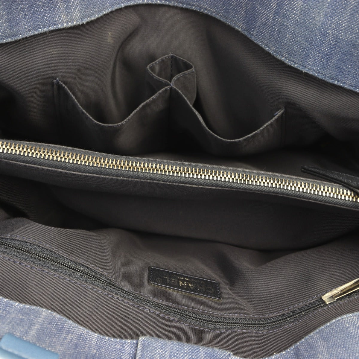 Chanel Boy Shopping Tote Chevron Denim