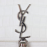 Saint Laurent Kate Tassel Chain Wallet Croc-Embossed Hardware