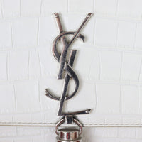 Saint Laurent Kate Tassel Chain Wallet Croc-Embossed Hardware