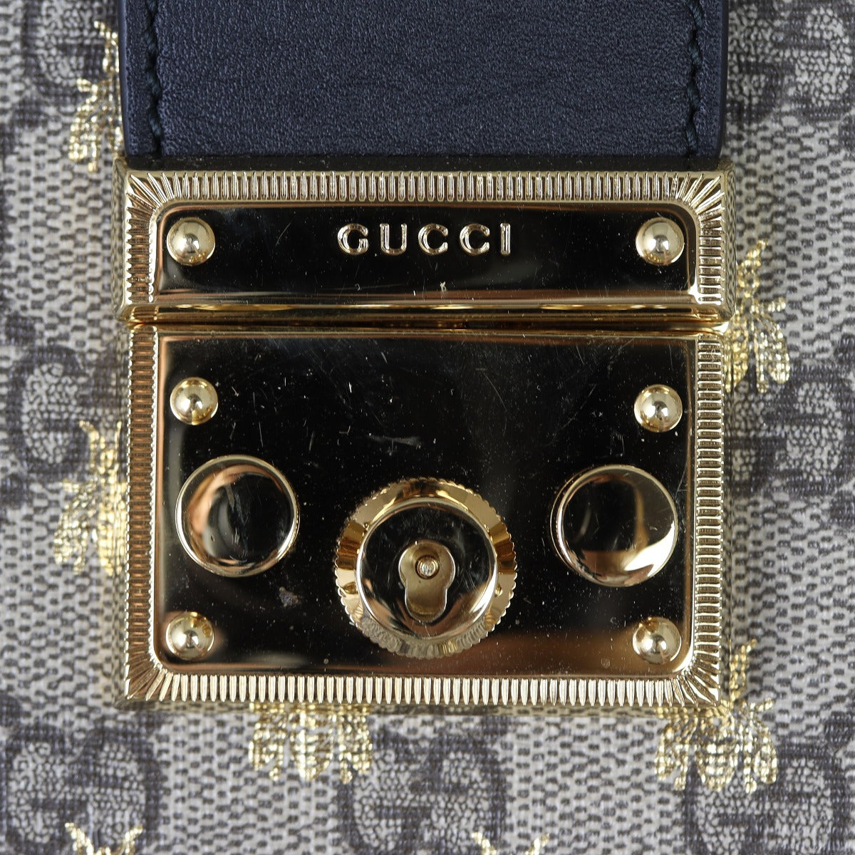Gucci GG Supreme Bees Medium Padlock Tote Hardware