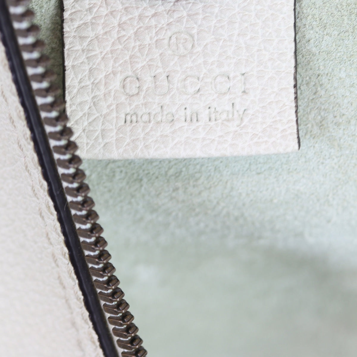 Gucci Logo Print Leather Pouch Interior Stamp