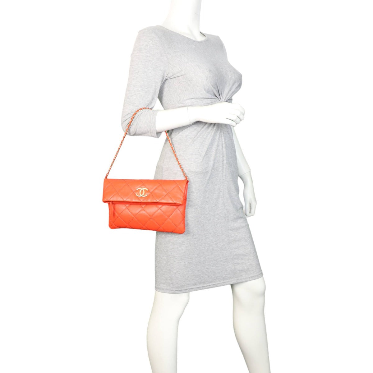 Chanel Fold Over Chain Clutch