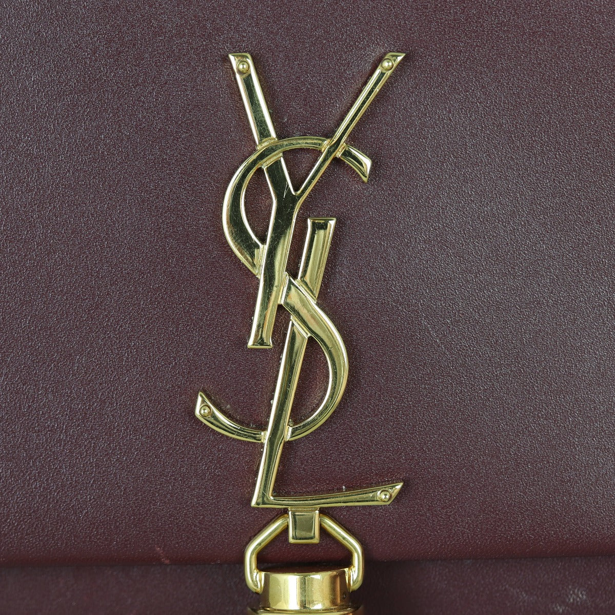 Saint Laurent Kate Tassel Chain Wallet Croc-Embossed Hardware