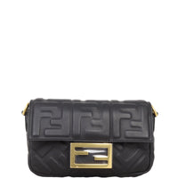 Fendi Baguette Mini Bag Embossed with Embroidered Strap