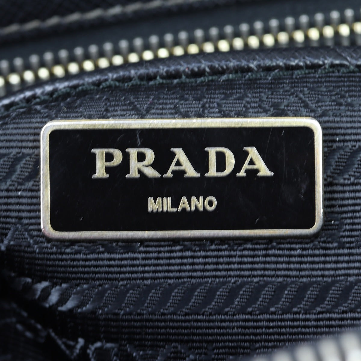 Prada Saffiano Lux Galleria Double Zip Tote Medium Interior Stamp