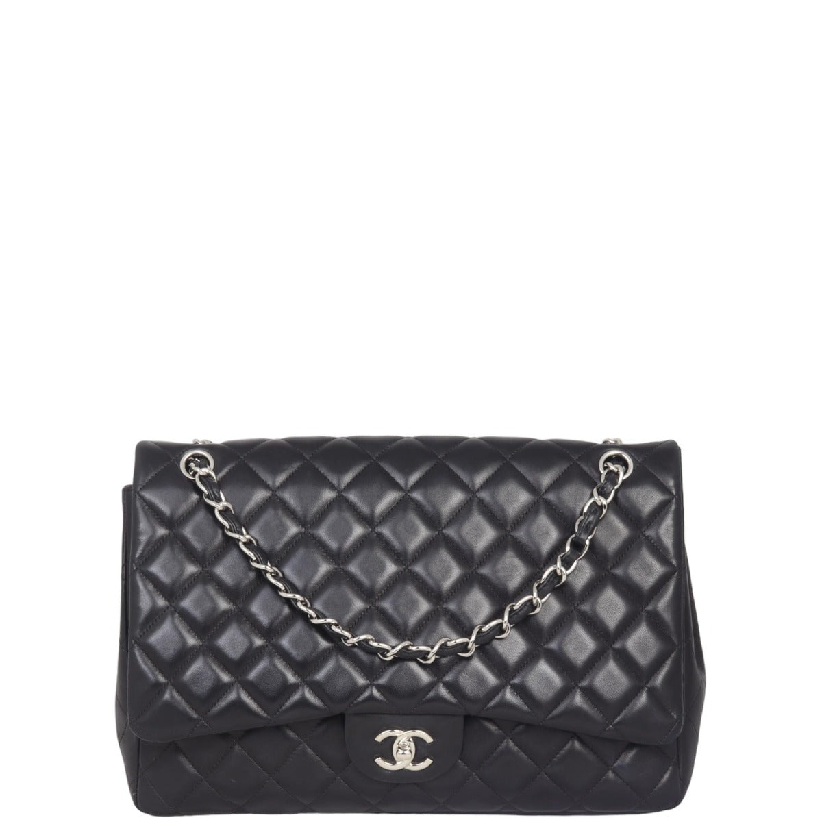 Chanel Classic Single Flap Maxi | Black Silver Hardware