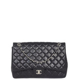 Chanel Classic Single Flap Maxi | Black Silver Hardware