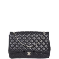 Chanel Classic Single Flap Maxi | Black Silver Hardware