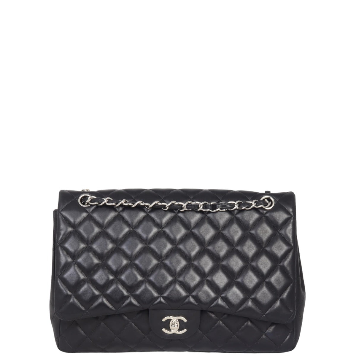 Chanel Classic Single Flap Maxi | Black Silver Hardware