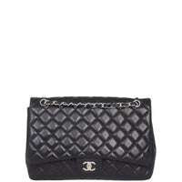 Chanel Classic Single Flap Maxi | Black Silver Hardware