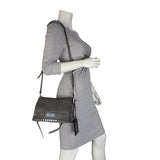 Prada Etiquette Studded Glace Calfskin Messenger Bag