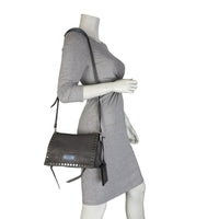 Prada Etiquette Studded Glace Calfskin Messenger Bag