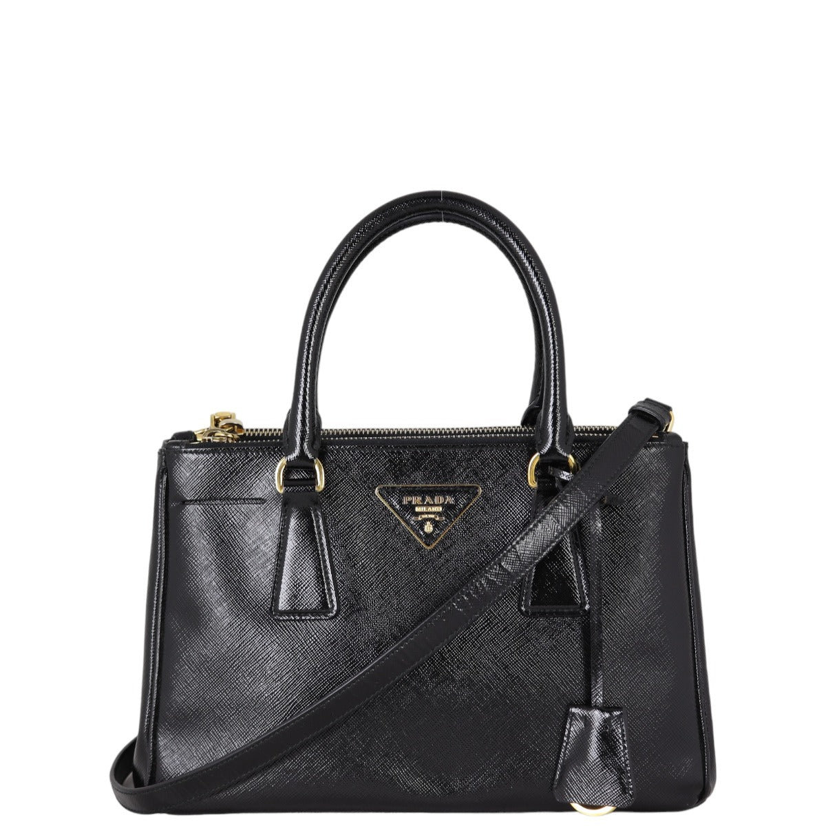 Prada Saffiano Vernice Galleria Double Zip Tote Mini