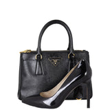 Prada Saffiano Vernice Galleria Double Zip Tote Mini