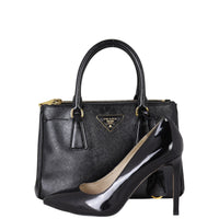 Prada Saffiano Vernice Galleria Double Zip Tote Mini