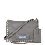 Prada Etiquette Studded Glace Calfskin Messenger Bag