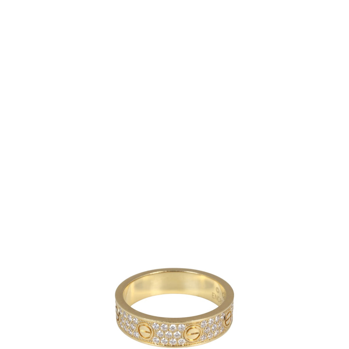 Cartier Love Wedding Band 18k Yellow Gold Diamond Paved