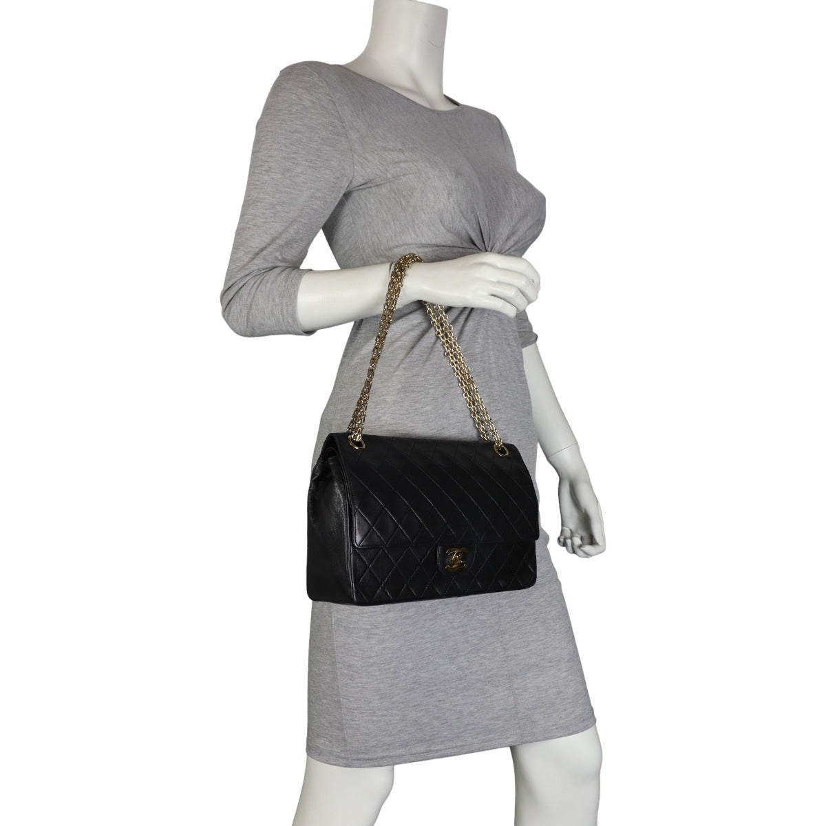 Chanel Classic Double Flap Medium | Black Vintage Gold Hardware