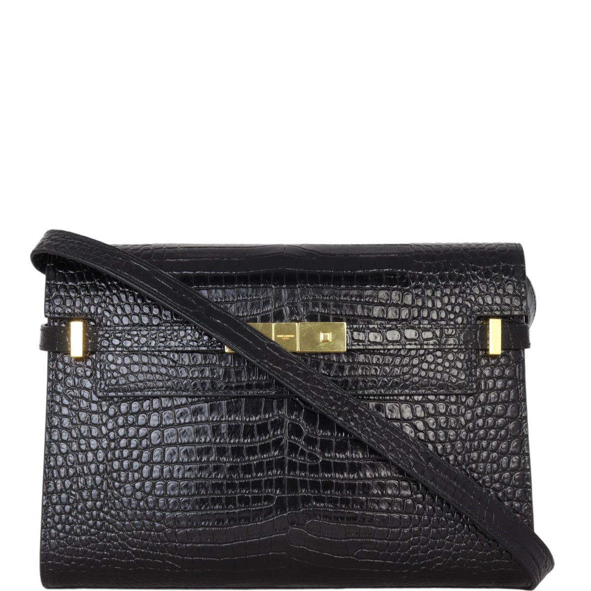 Saint Laurent Manhattan Shoulder Bag Medium Croc Embossed