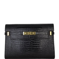 Saint Laurent Manhattan Shoulder Bag Medium Croc Embossed