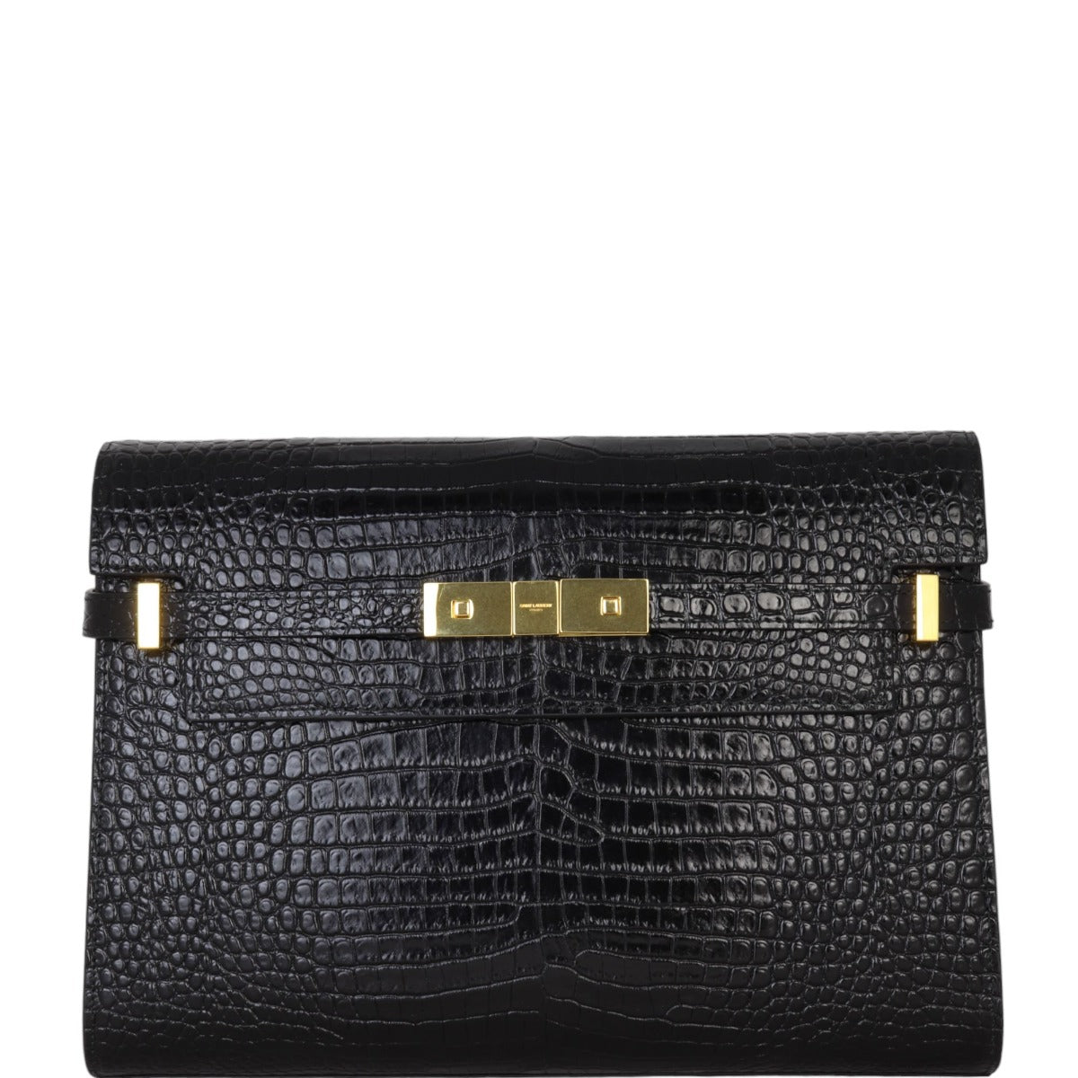 Saint Laurent Manhattan Shoulder Bag Medium Croc Embossed