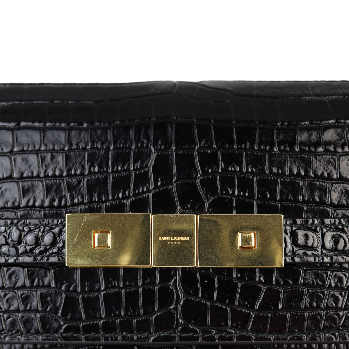 Saint Laurent Manhattan Shoulder Bag Medium Croc Embossed
