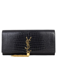 Saint Laurent Kate Tassel Clutch Croc-Embossed