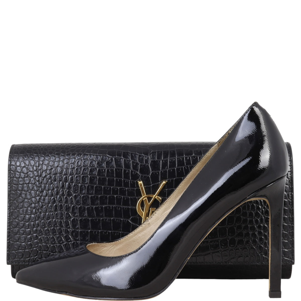 Saint Laurent Kate Tassel Clutch Croc-Embossed