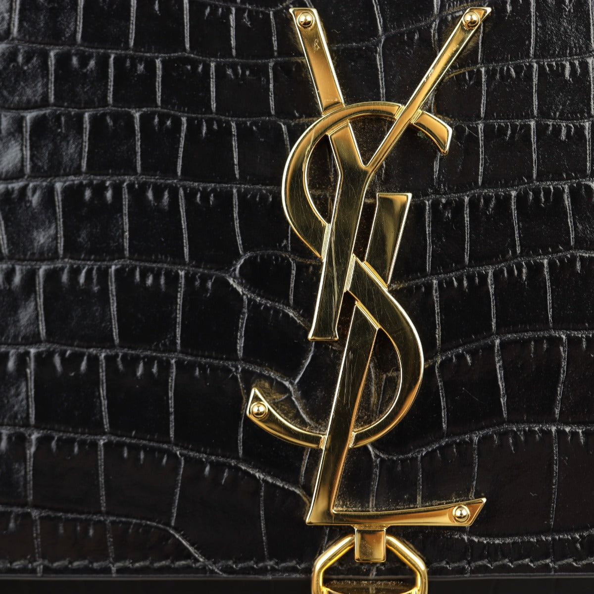 Saint Laurent Kate Tassel Clutch Croc-Embossed