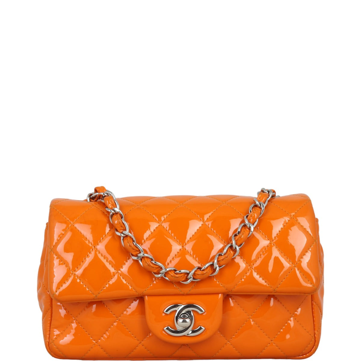 Chanel Classic Flap Mini Rectangular Bag Patent | Orange