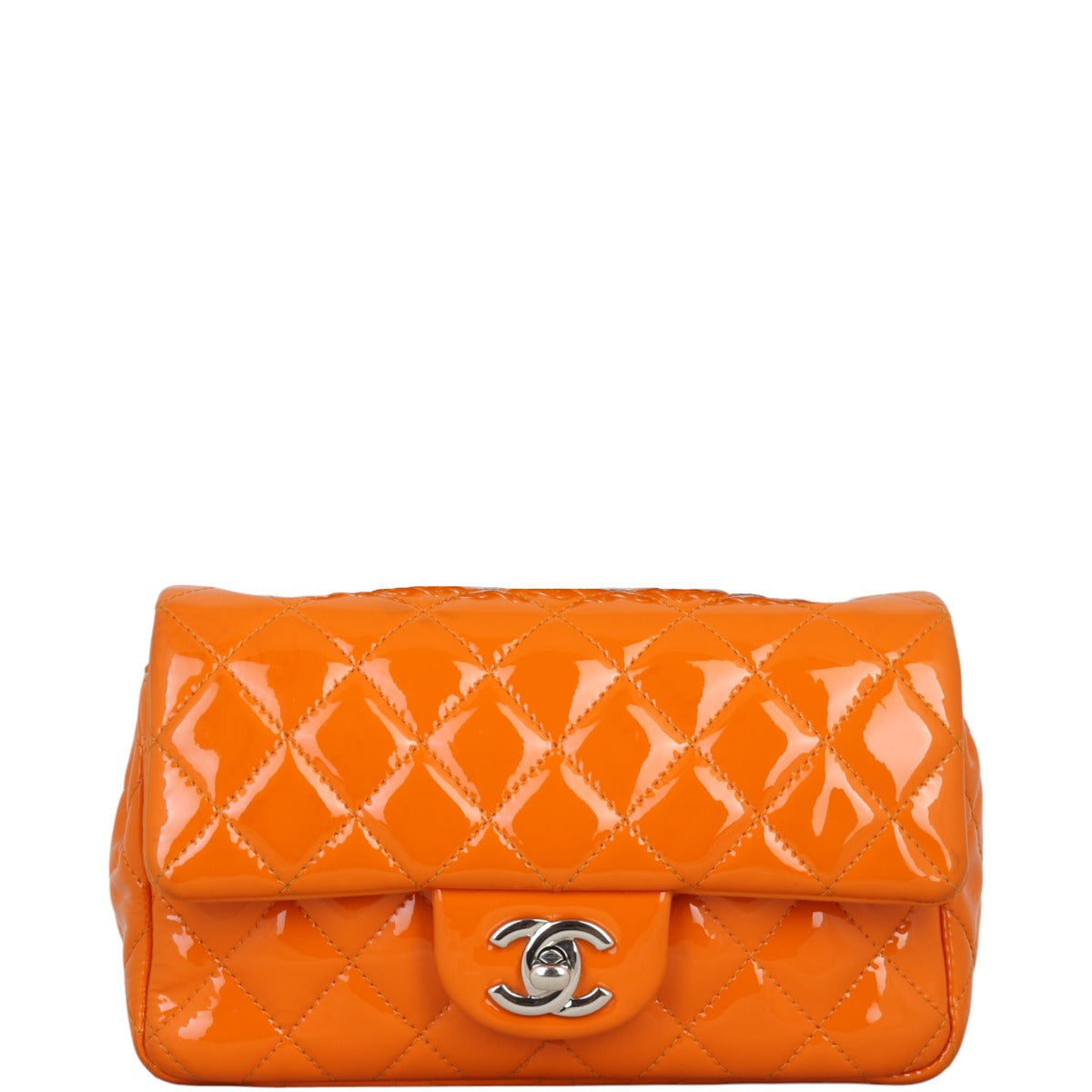 Chanel Classic Flap Mini Rectangular Bag Patent | Orange