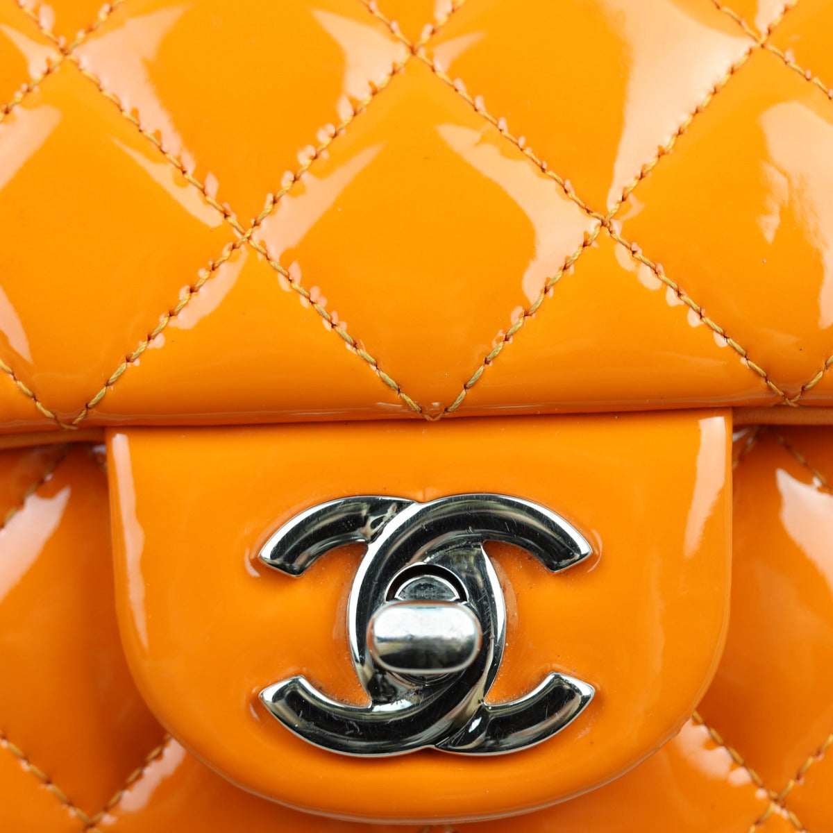 Chanel Classic Flap Mini Rectangular Bag Patent | Orange