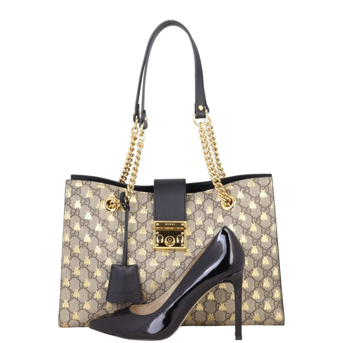 Gucci GG Supreme Bees Medium Padlock Tote